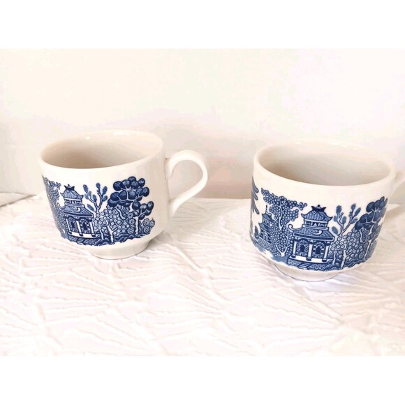 Vtg  Blue Willow Demitasse Cups Set of 4 England Miniature Espresso/Tea C Mark - Picture 7 of 12